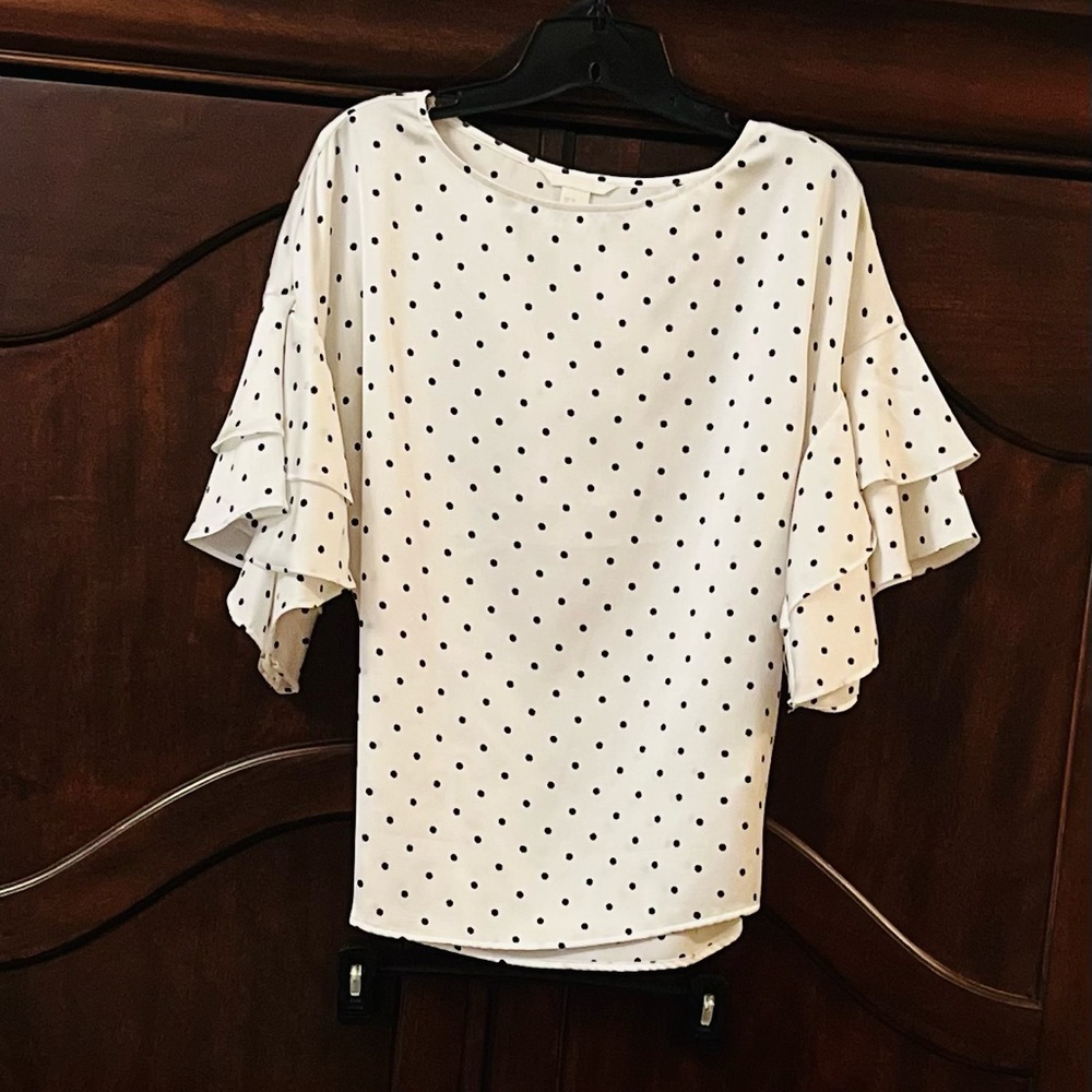 H&M White Blouse with Black Polka Dots